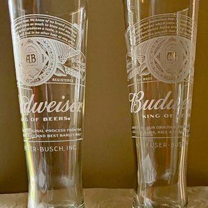 Two Tall Budweiser Pint glasses